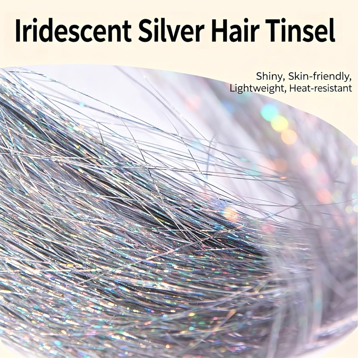 Red Silver Blue Mix Clip in Hair Tinsel 6Pcs Heat Resistant Sporty Hair Extensio