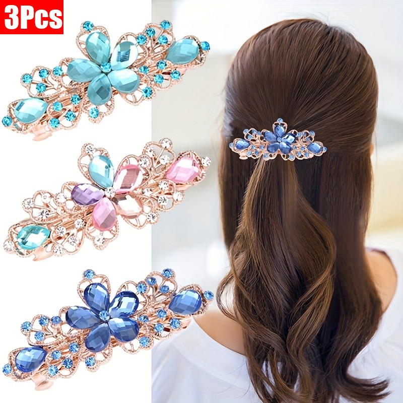 3P Flower Hair Barrettes Hollow Floral Spring Hair Clips Women Hair Accessories
