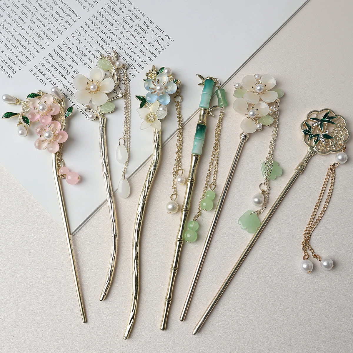 Hanfu Headwear Hairpin, Chinese Style Coiled Hair Step Swaying Tass
