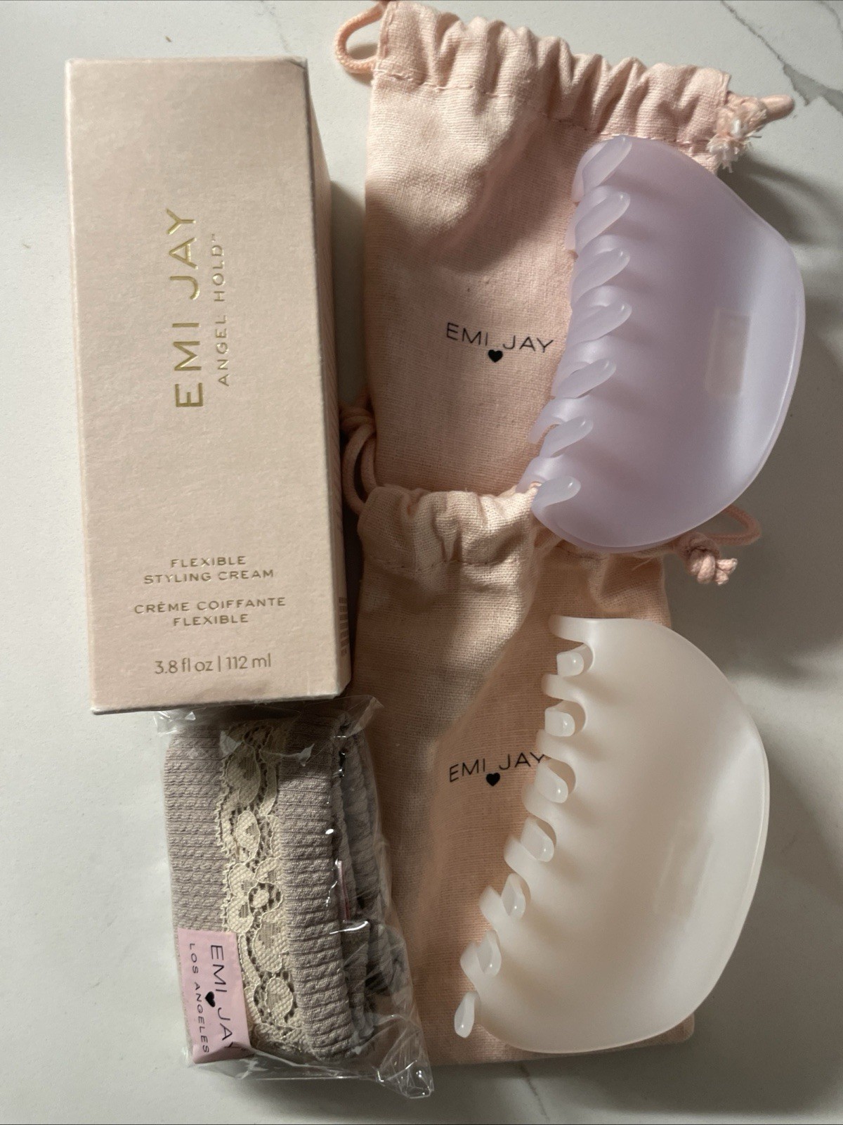 Emi Jay Set 2 Half Moon Clips, Angel Hold Styling Cream & Headband Retails $116