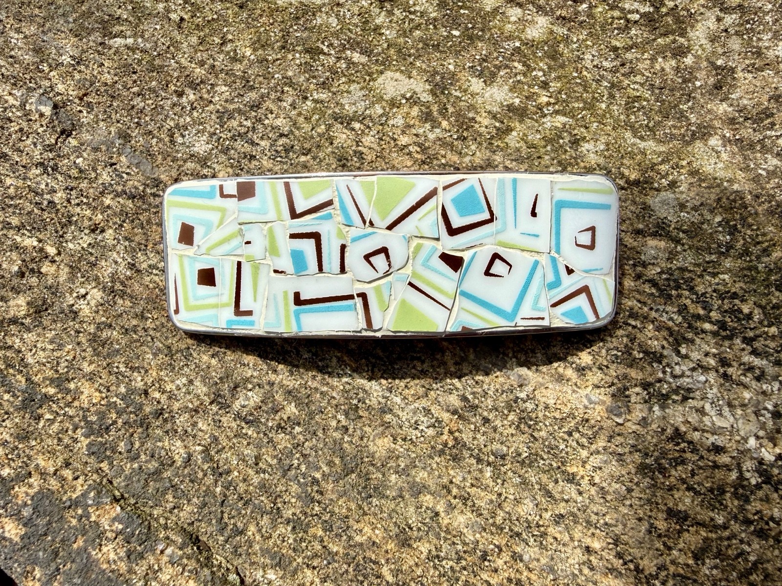 Retro Design Hair Clip/French Barrette mosaic vintage Corelle china, gift