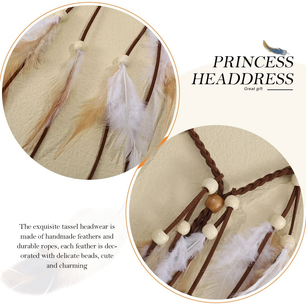 GORTIN Boho Feather Headband Gypsy Indian Headdress Boho Hippie Headpieces Tasse