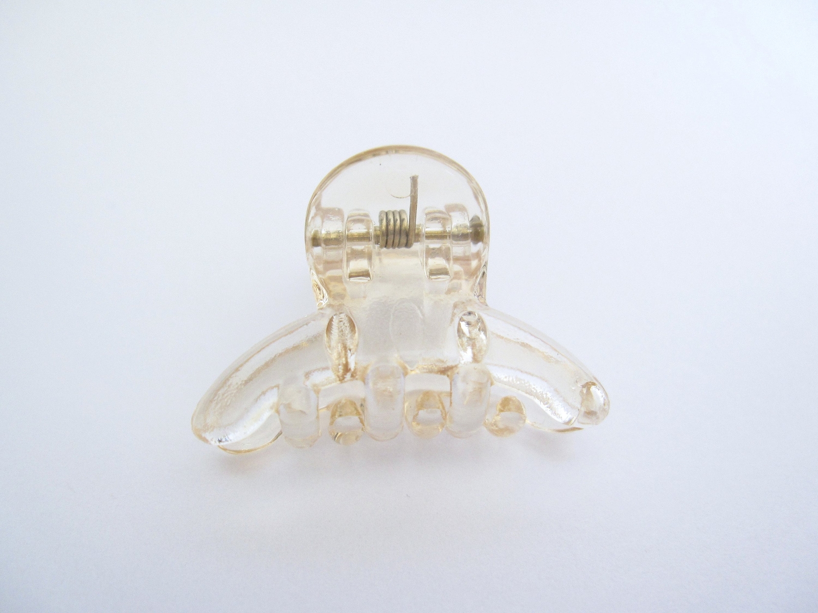 Extra tiny mini clear transparent peach gray hair claw clip for fine, thin hair