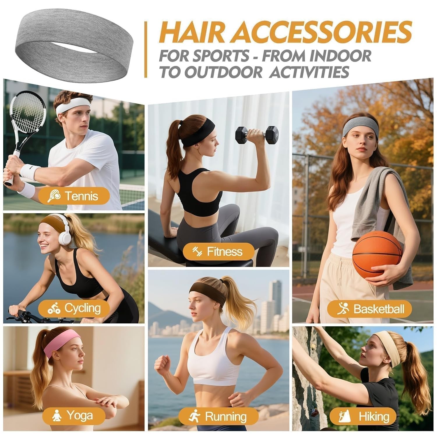 Womens Stretchy Headbands Non Slip Workout Yoga Hairbands Hair Accessories