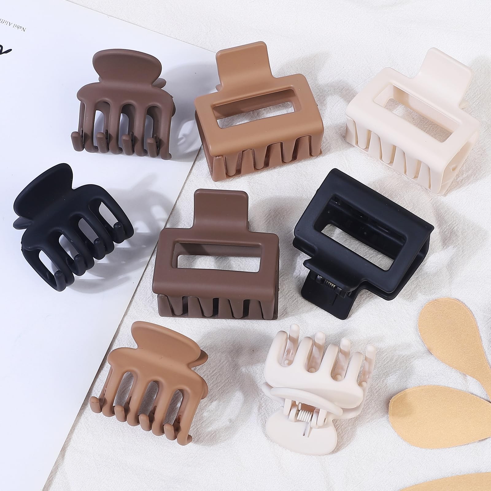 Medium Hair Clips Combination 2 Styles Small Claw Clips for Thin Hair 8 Pcs M…