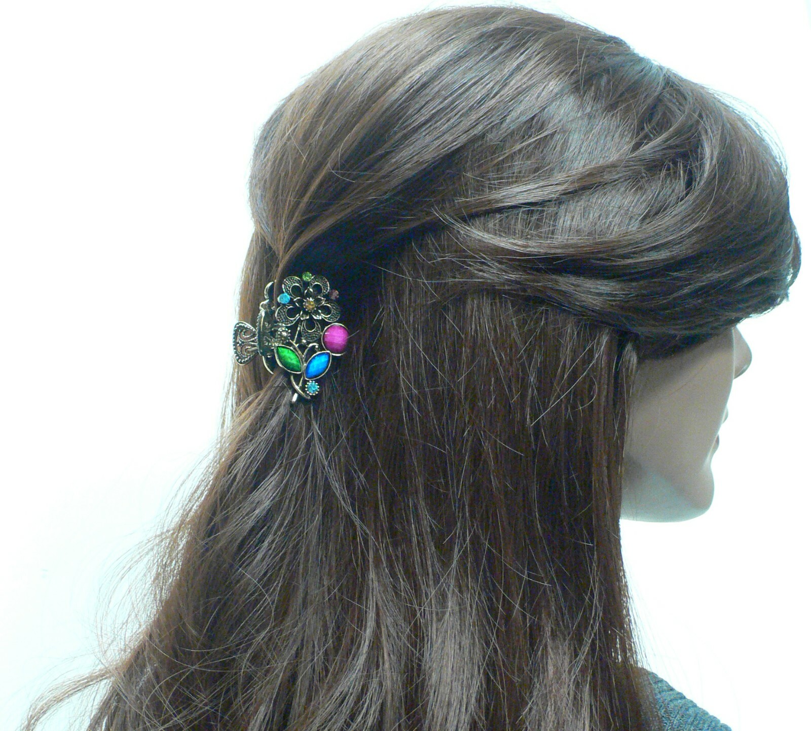 Set of 6 Small Metal Hair Claws in 3 Unique Color Groupings Sparkly U1515-6