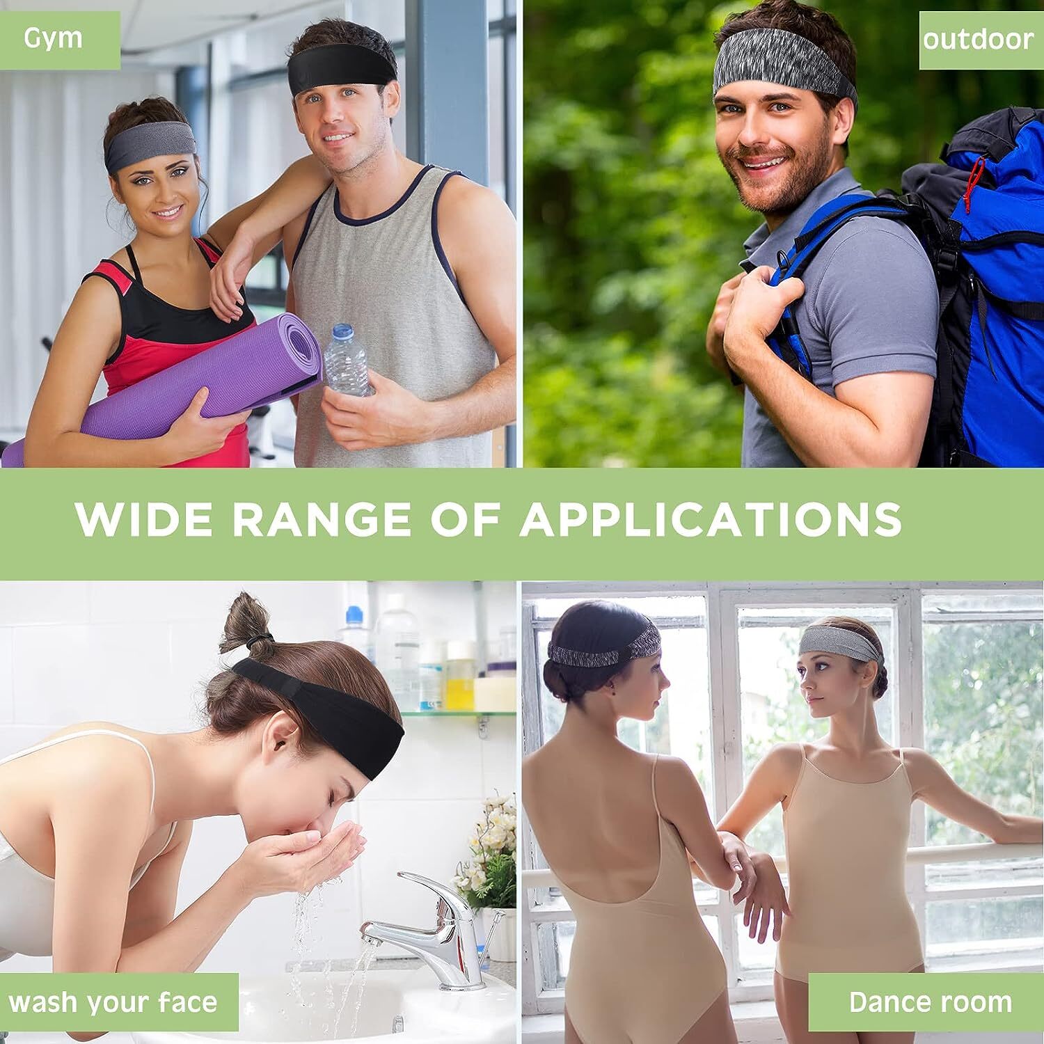 3PCS Sports Headband Anti-Sweat Band Running Yoga Stretch Head Bands Men Women