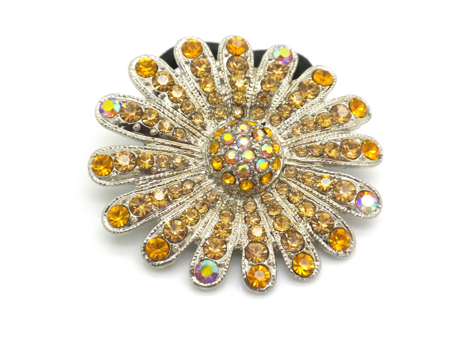 Crystal Daisy Hair Tie Wrap Boutique Pony Barrette Any Hair Type 2.5″ Floral
