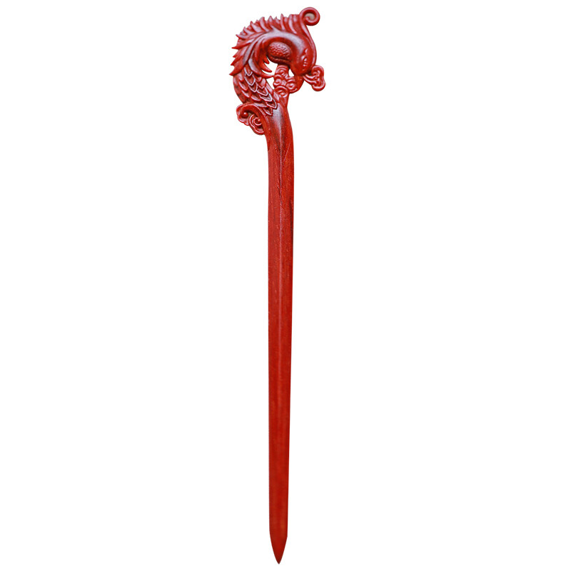 6.3″ Rosewood Carved Hair Pin Stick Phoenix Pattern Updo Bun Styling Boho Outfit