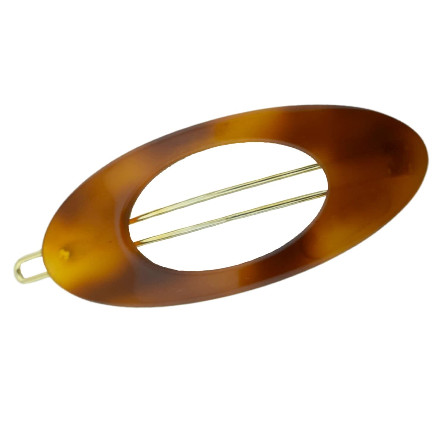 French Amie Oval Small 2 1/4” Celluloid Side Slide In Hair Barrette for Women