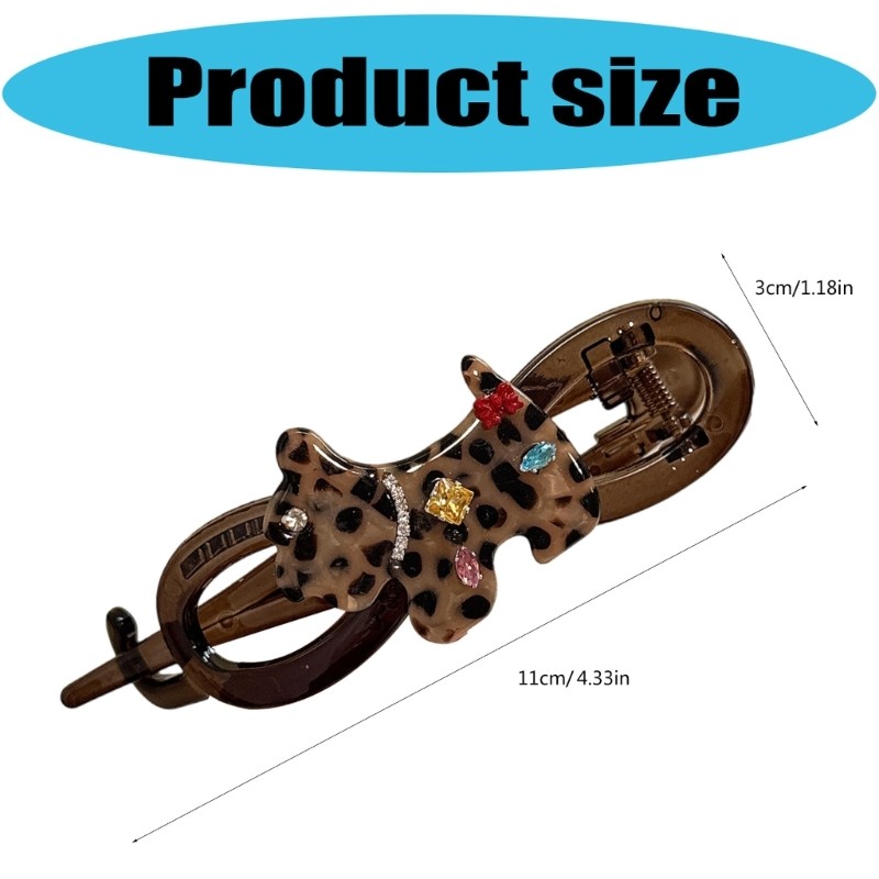 Women Leopard Pattern Hair Claw Clip Gentle Secure Hair Grip Ponytail Holder