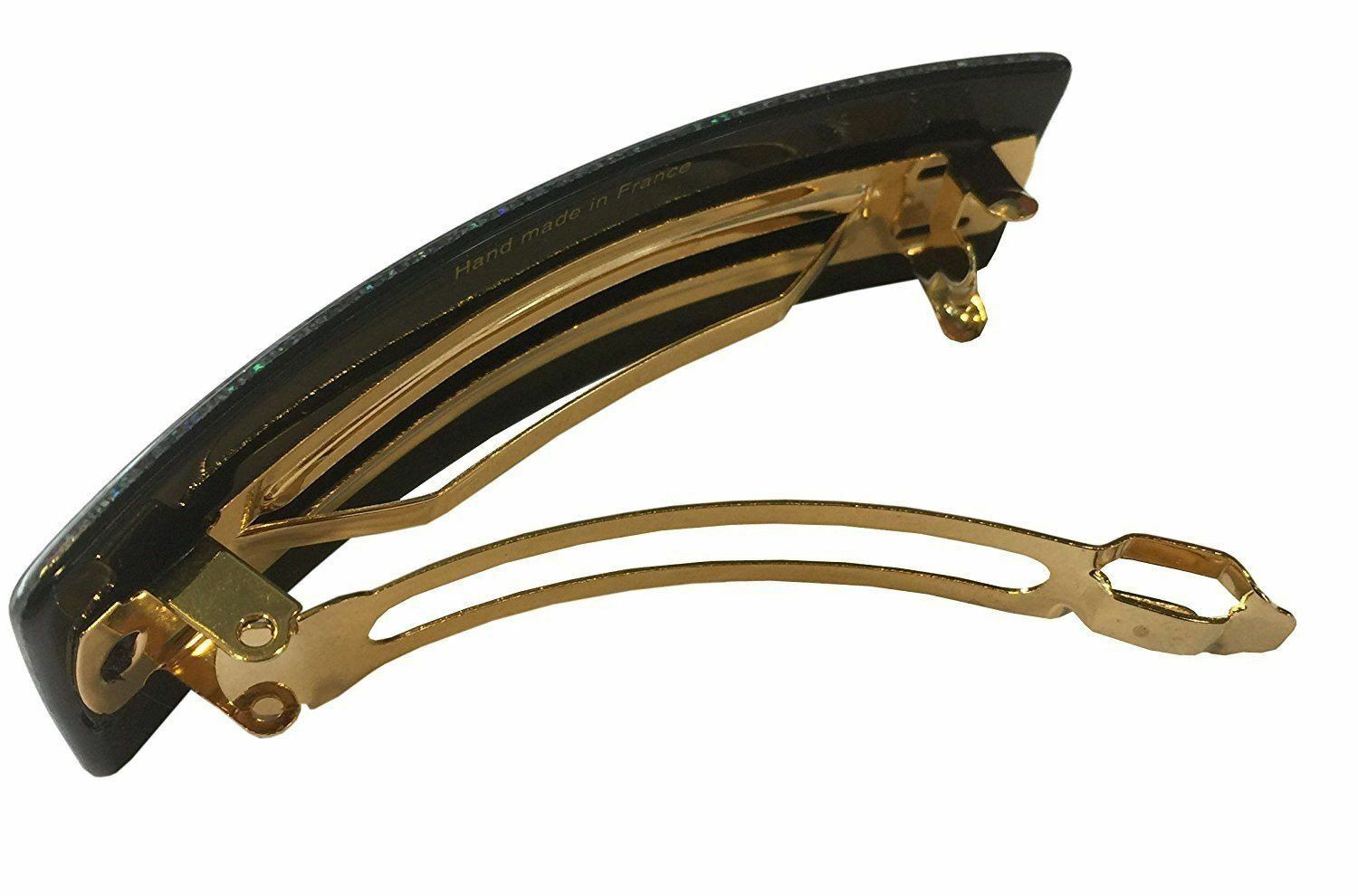 French Amie Medium Sparkling Glitter Wide Celluloid Handmade Hair Clip Barrette