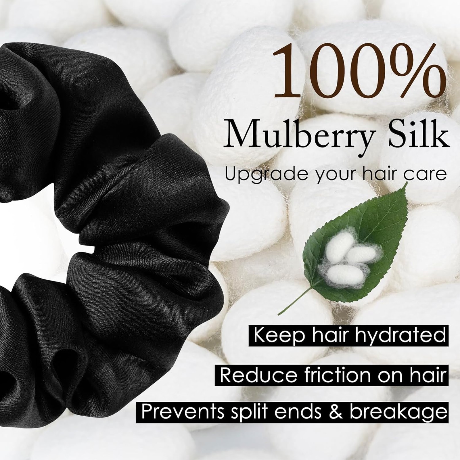 Silk Hair Ties Scrunchies 100% Mulberry Silk for Hair Sleep Frizz Breakage