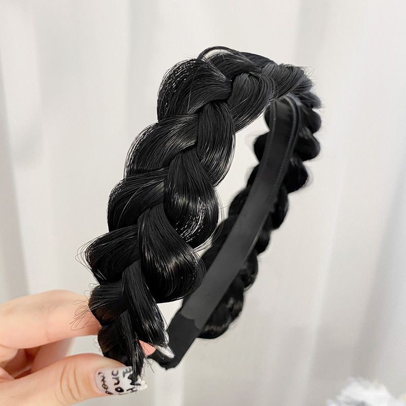 Wide Braided Headband with Teeth Synthetic Hair Plaited Headband Fishtail Braide