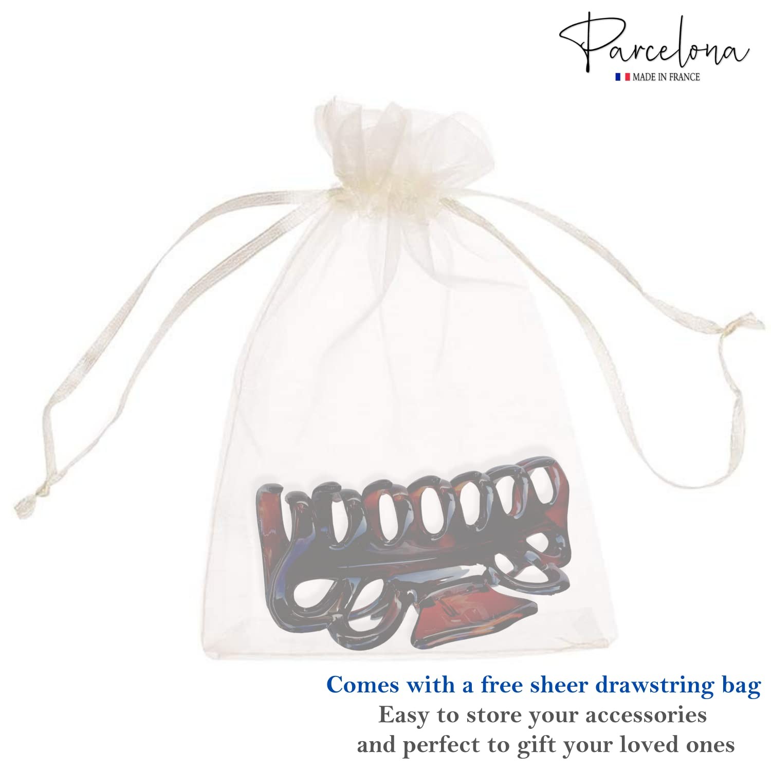 Parcelona French Double Loop Large Shell Claw Clip Clamp Clutcher 4.25 Inches