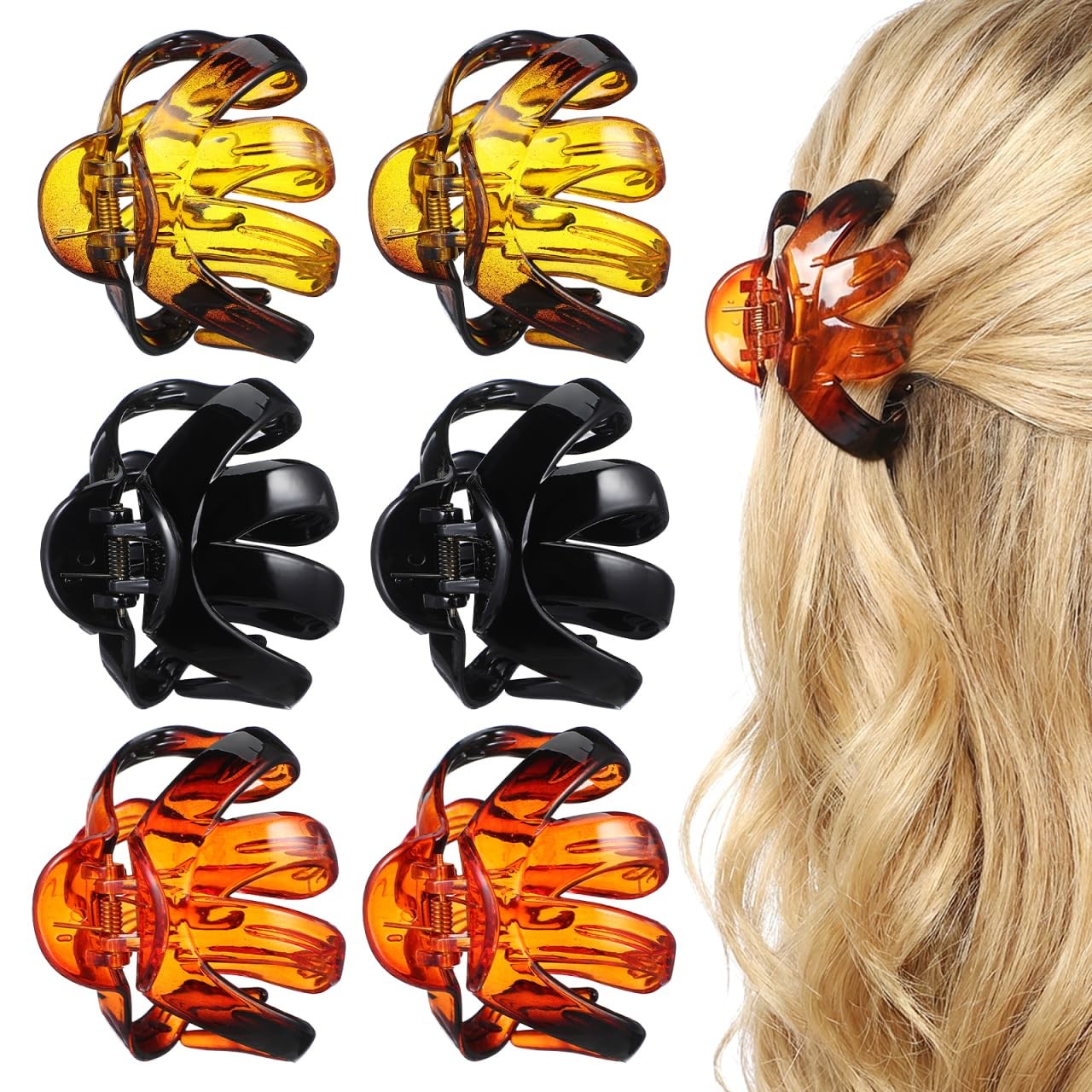 TOVINANNA 6-Pack Octopus Hair Clips for 1 Count (Pack of 1), Assorted Color