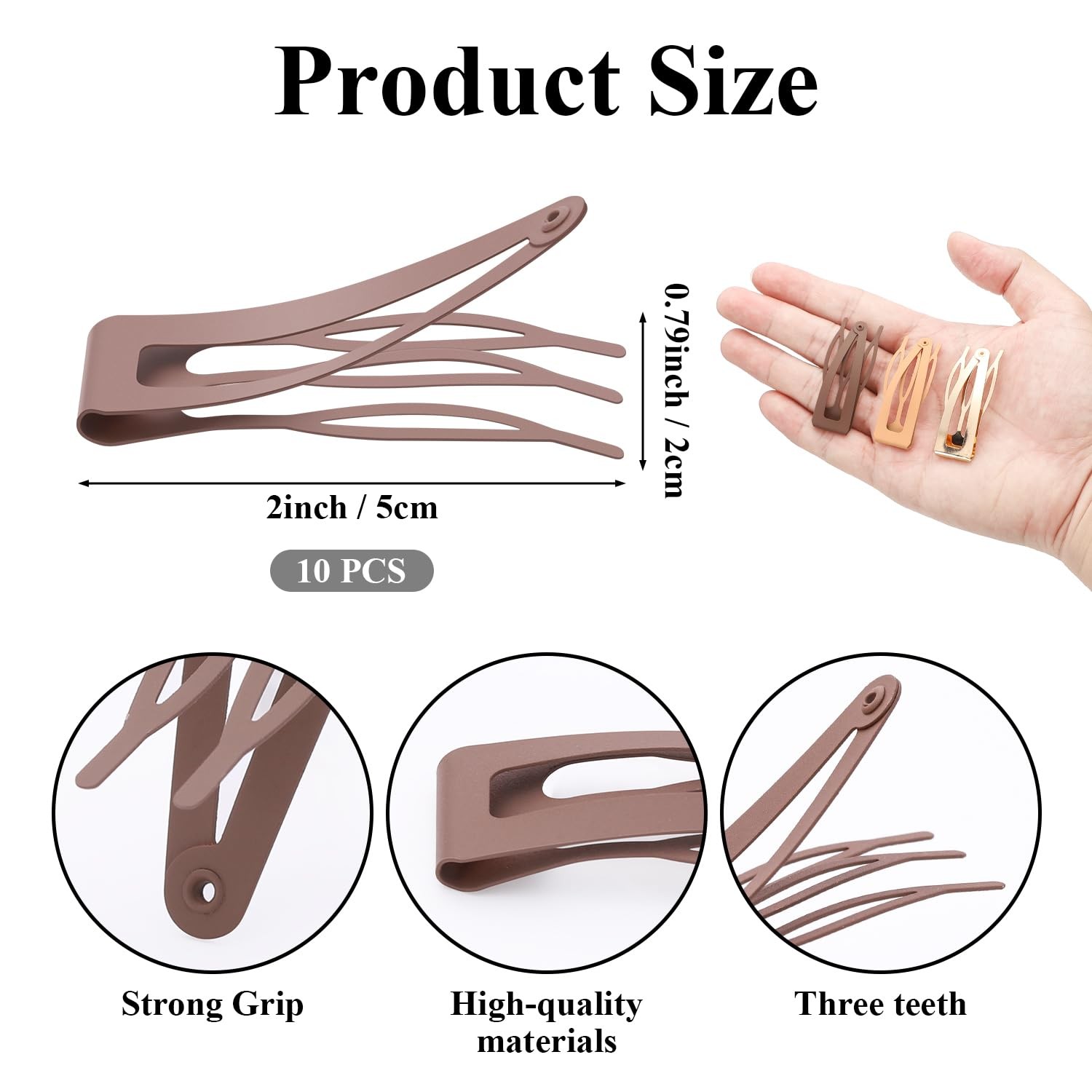10 Pcs Double Grip 10 Count (Pack of 1), Black, Brown, Beige, Khaki, Gold