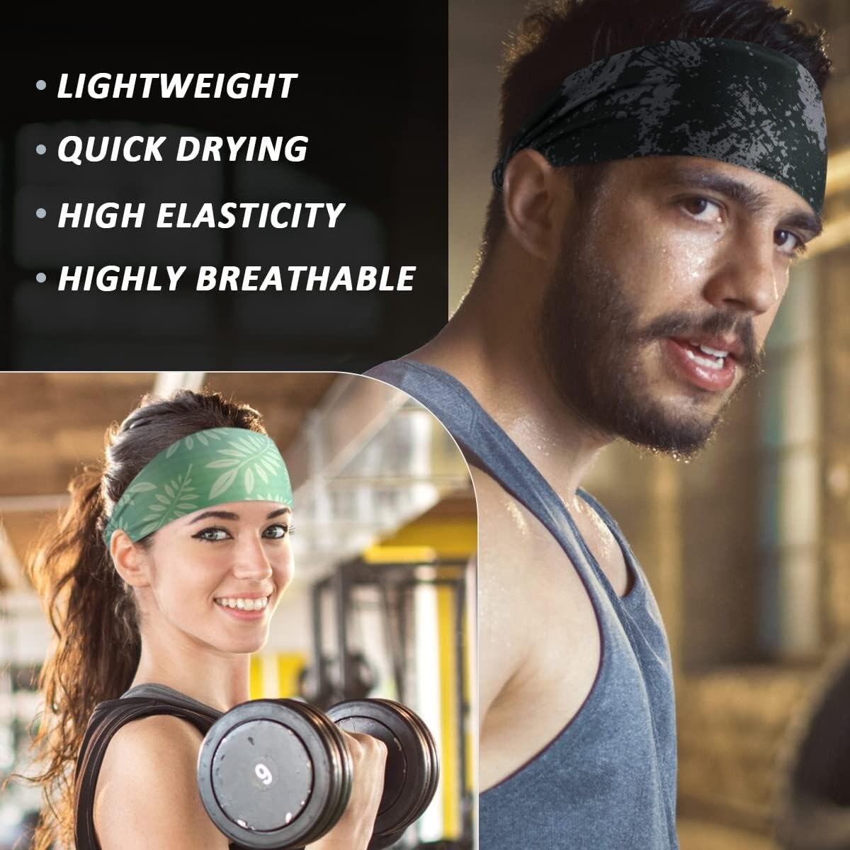 Sweat Headband for Men Women Sweatband Yoga Gym Running Stretch Sports Head Band