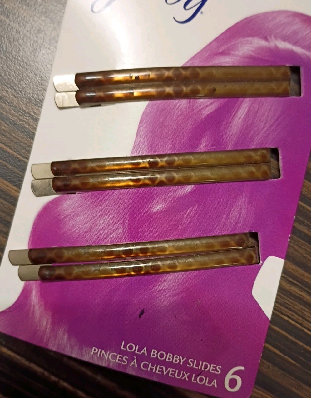 Vintage 6 pack 2009 Goody LOLA Bobby Pin Hair Slides Brown Y2k Model # 10002 NEW