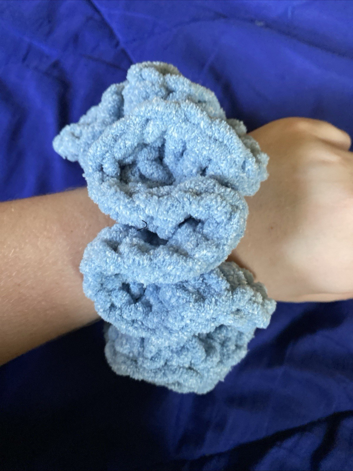 Handmade Crocheted Hair Scrunchie | Blue