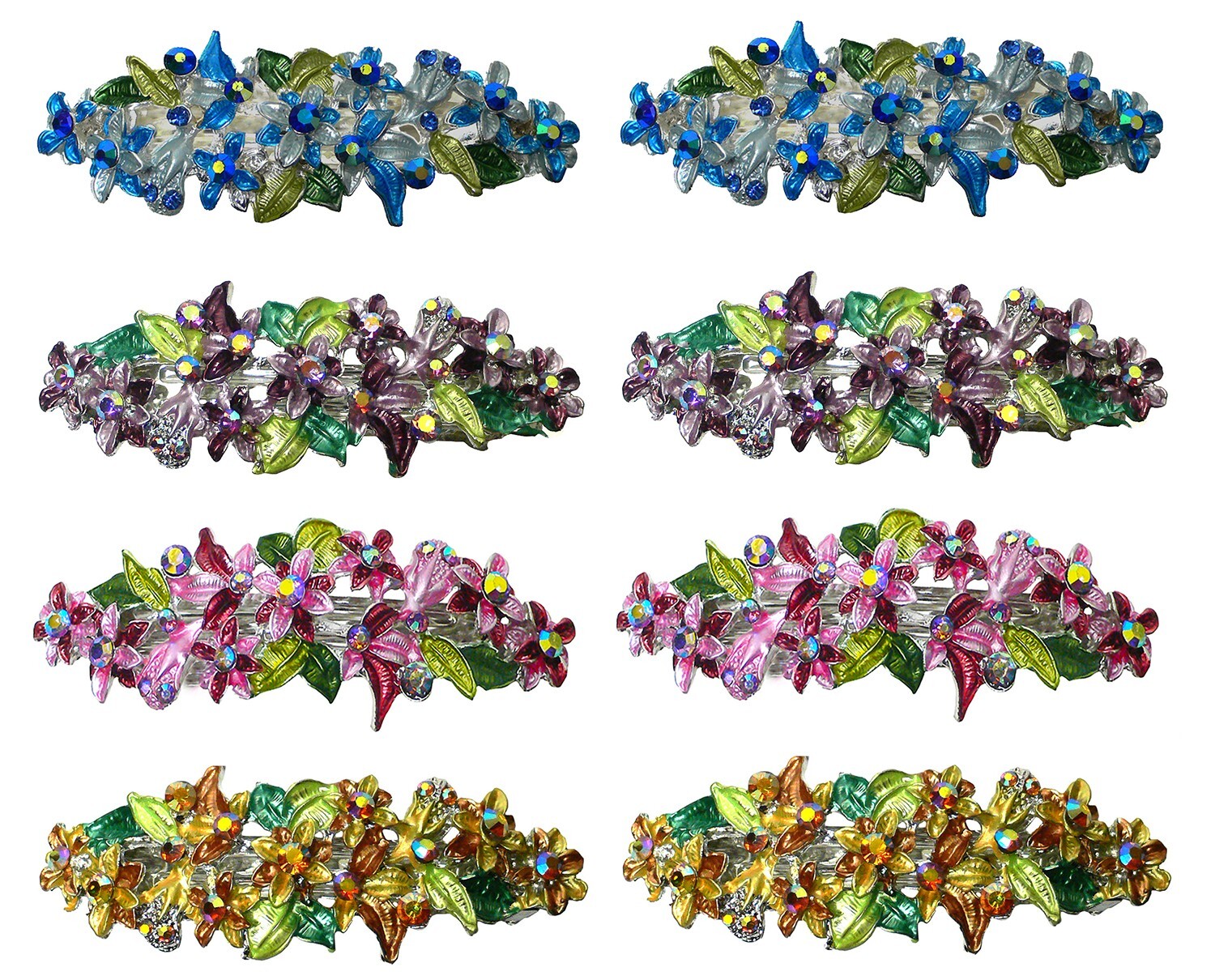Set of 8 JCGY Large Flower Barrettes High Quality Hand Painting YY86800-1-8