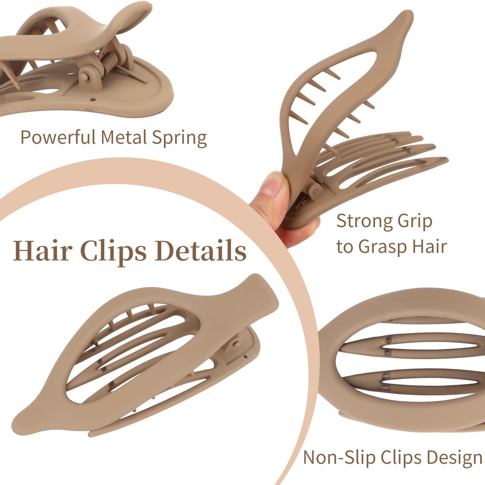 Oblihumoy 10 PCS Flat Hair Clips for Women 5 Styles Non-slip white, brown