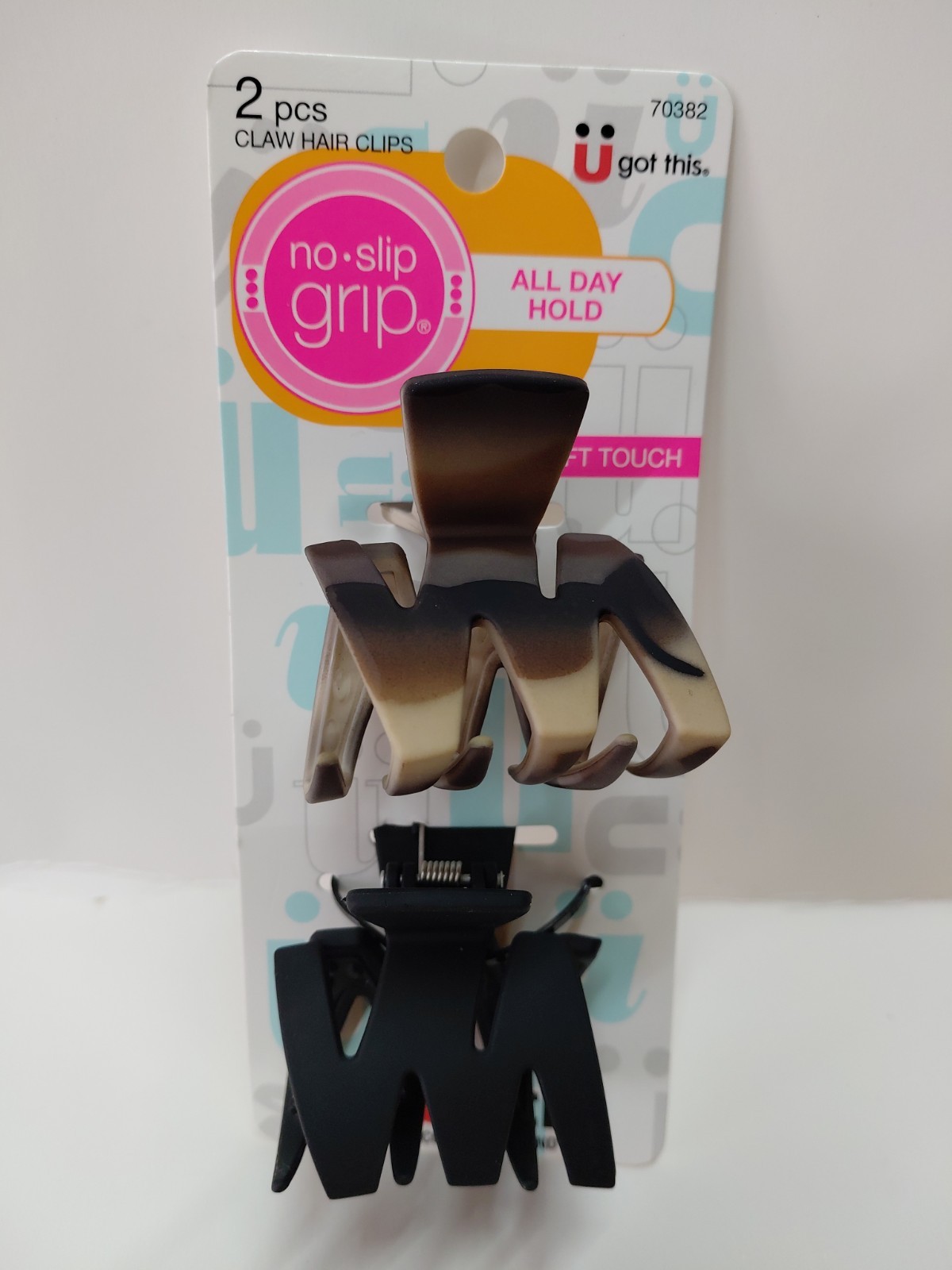 Scunci No-Slip Grip Hair Claw Clips, 2-Count. NEW!