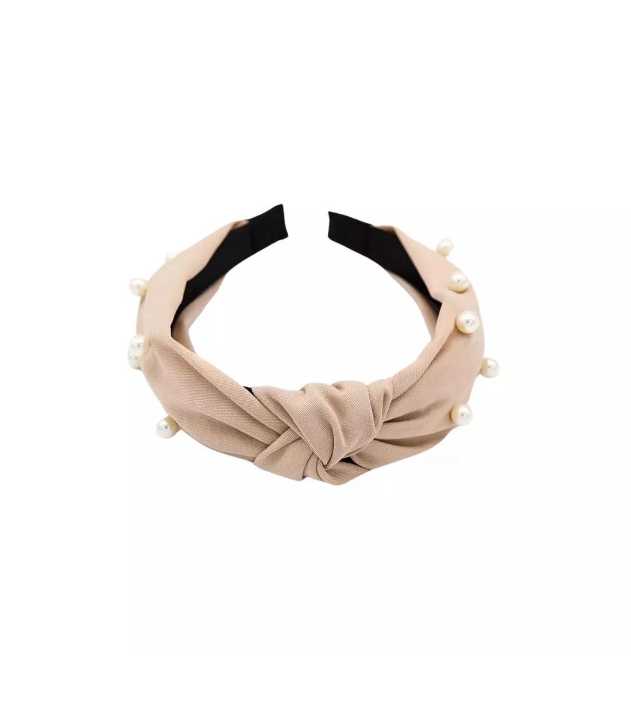 Beige Beaded Pearls Knot Headband