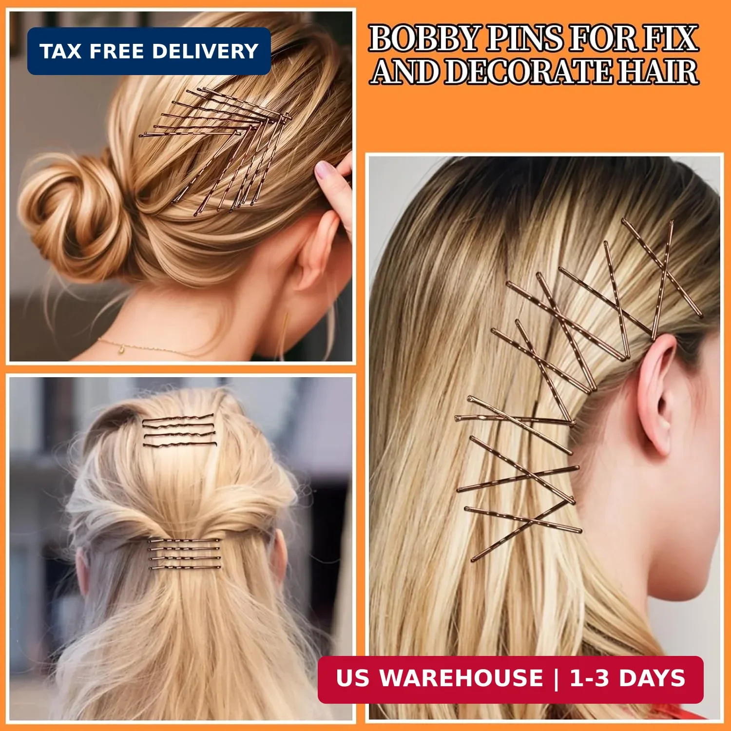 Teenitor 300pcs Bobby Pins Hair Pins Kit, 100 Hair Pin for Women 100 Bobby Pins