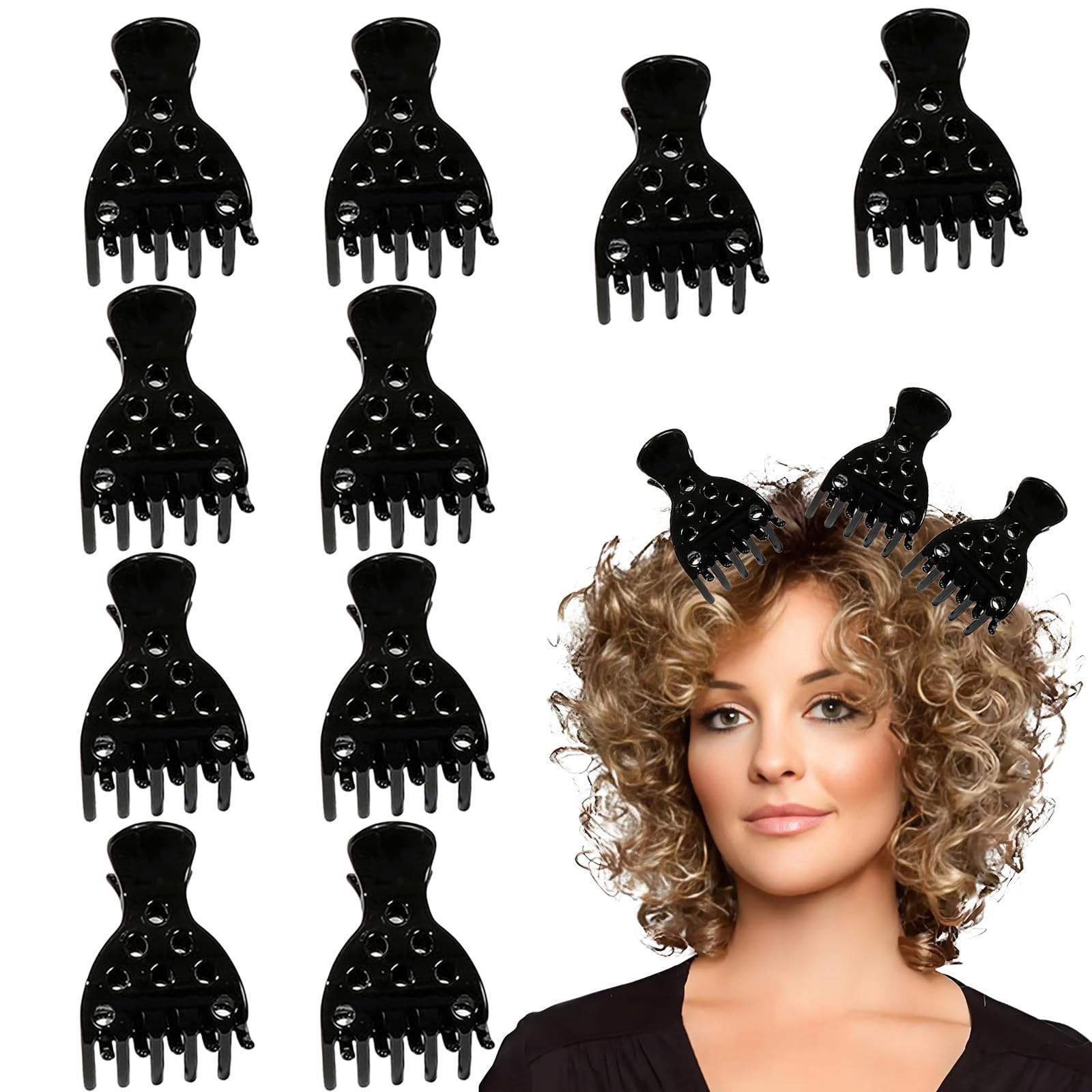 10 PCS Hair Volume Clip for Thick Hair, Root Clips for Curly Hair Volume,Blac…