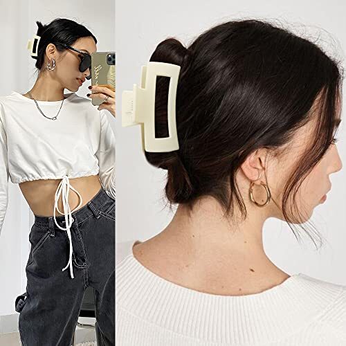 5 Pack Hair Clips Cute Claw Clips for Thick Hair 5 Count (Pack of 1) White