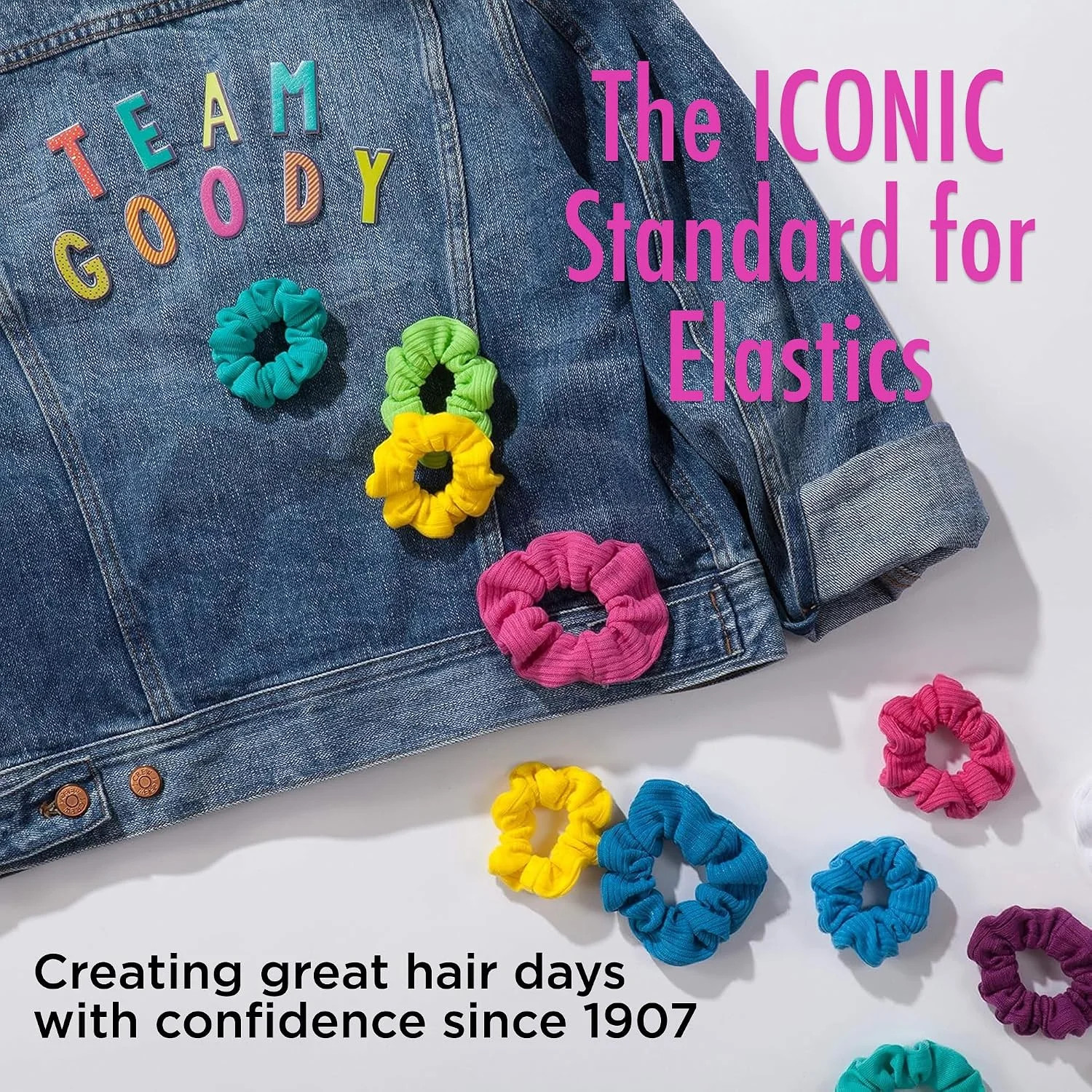 Goody Ouchless Jersey Scrunchies, 8 Ct, Black, Damage-Free, Dentless & Secure Ho