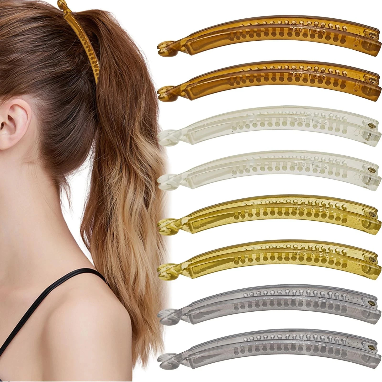 8 PCS Small Banana Clips Hair for Thin Fine 1 Count (Pack of 8), Gold