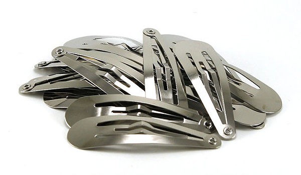 50 PCS Snap Hair Clips – Silver Metal Tear Drop Shape Snap Hair Clip in 3 Sizes
