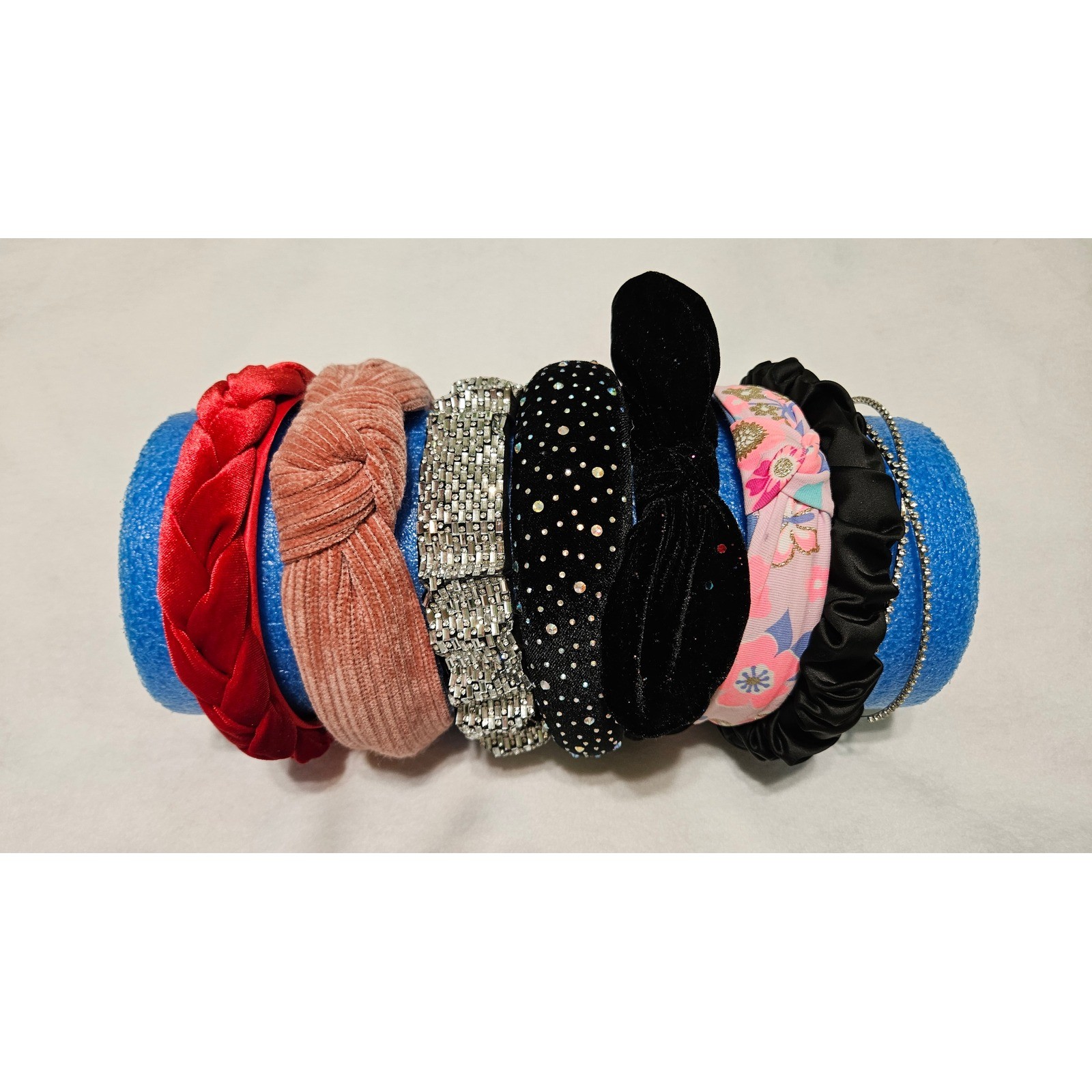 Lot of 8 Womens Headbands Velvet Rhinestone Floral Braided Knot Bow Mixed Styles