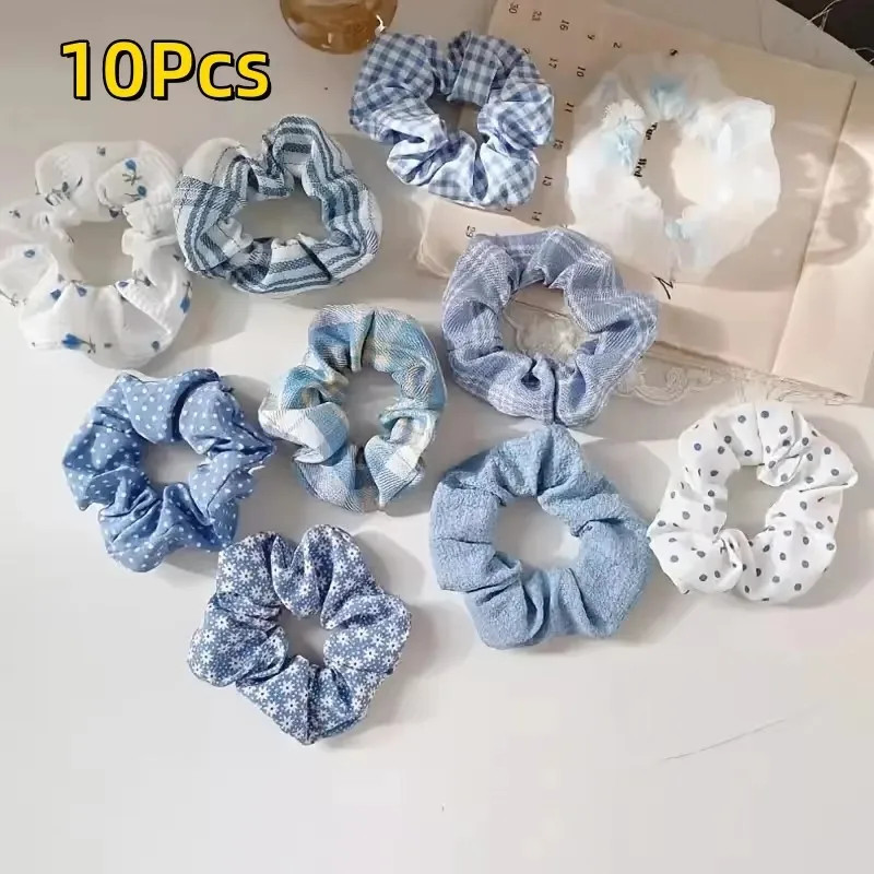 10Pcs Temperament College Style Large Intestine Hair Bands Sweet and Cute Tie Th