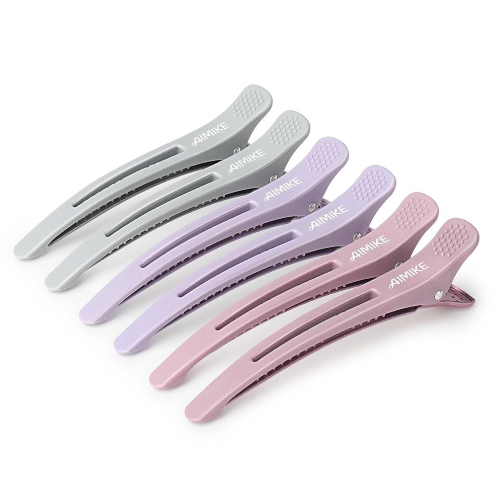 Hair Sectioning Clips Set of 6 Silicone Grip Duckbill No Crease Styling Cutting