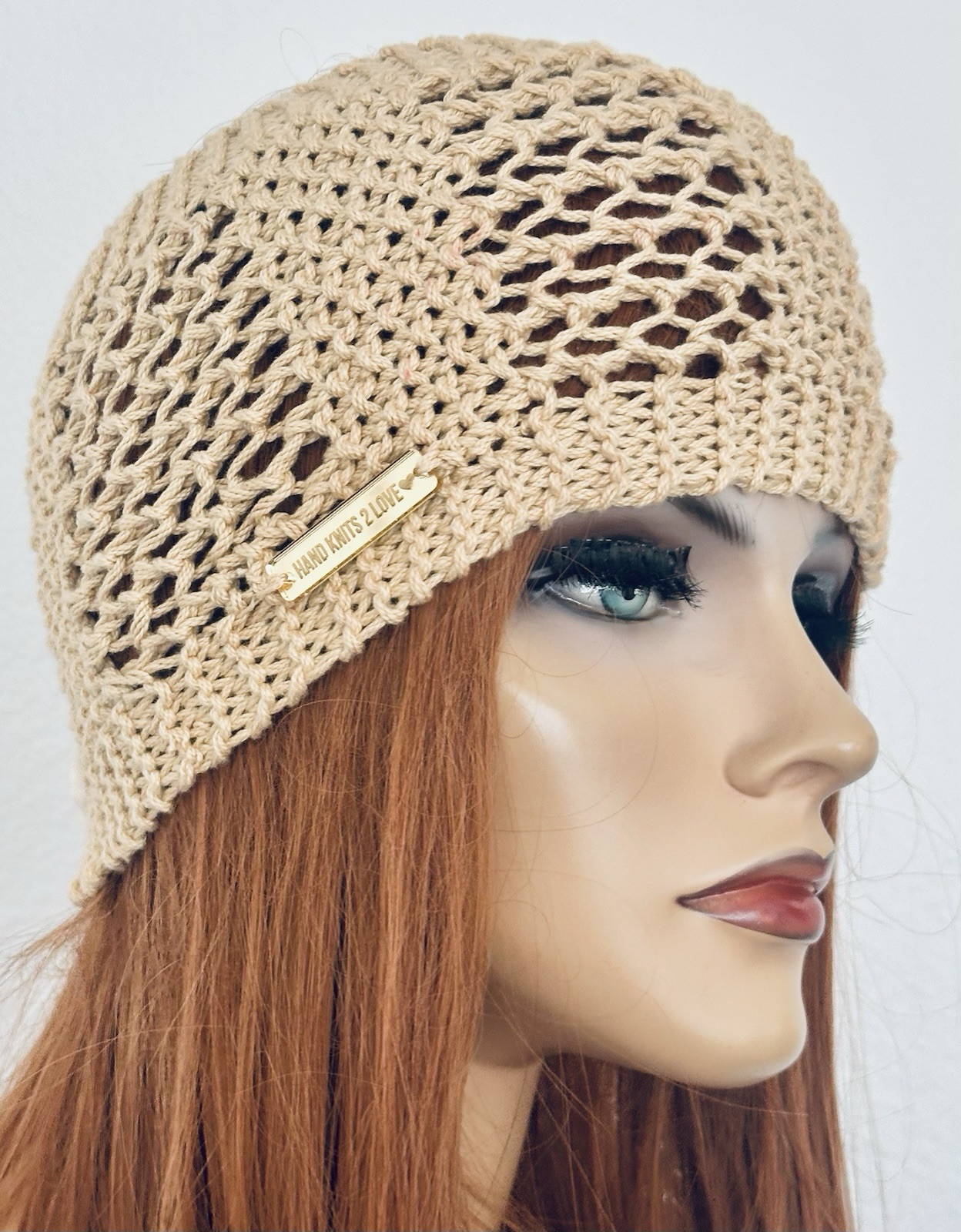 Hand Knits 2 Love Headband Bandana Lace Flower Designer Fashion Khaki Beige Gift