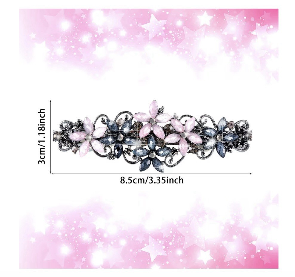 Pink and Blue Floral Hair Barrette