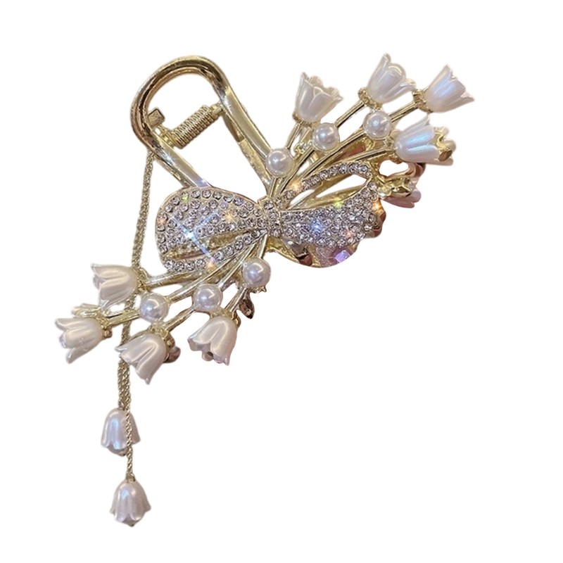 Fashionable Metal Hair Clip Glittering Orchid Detailing Firm Hold Hairclip