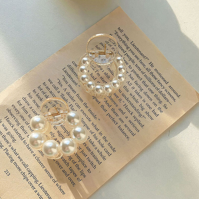 Lovely Pearl Hair Claw Clip Small Size Rhinestone Hair Clips Women Accessory