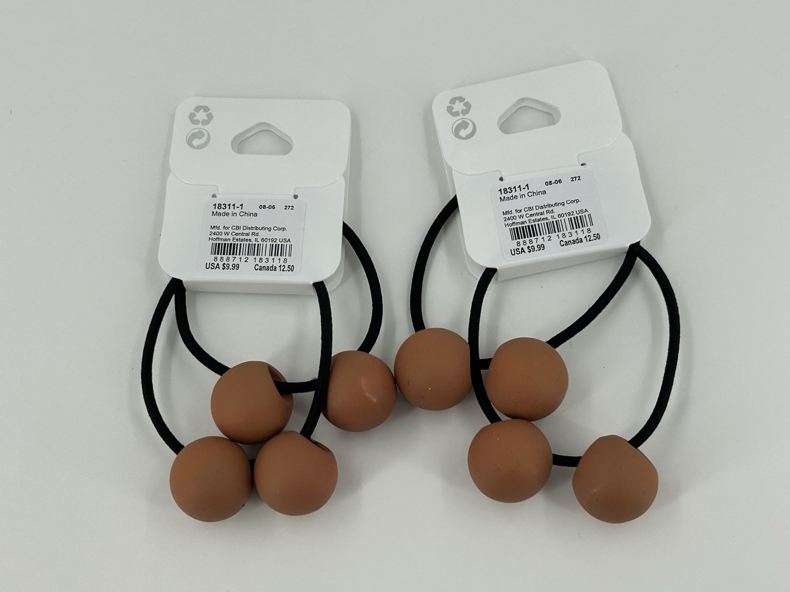 Lot of 2 NEW ICING Claires Brown Beaded Rubber Bands Womens Hair Accessory