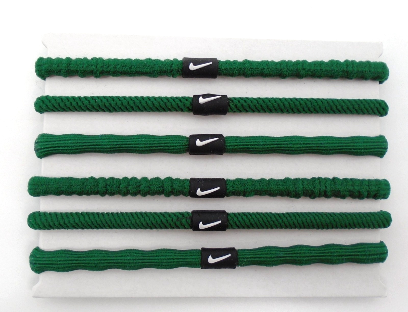 Nike Flex Hair Ties 6 Pack Adult Ponytail Holder Gorge Green/White/Black