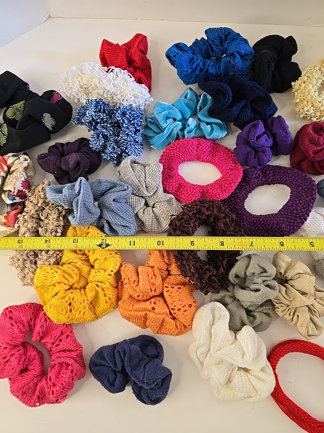 VTG Hair Scrunchies Ties Variety Mixed Lot of 32 Y2K 90s Colors Pink Purple Blue