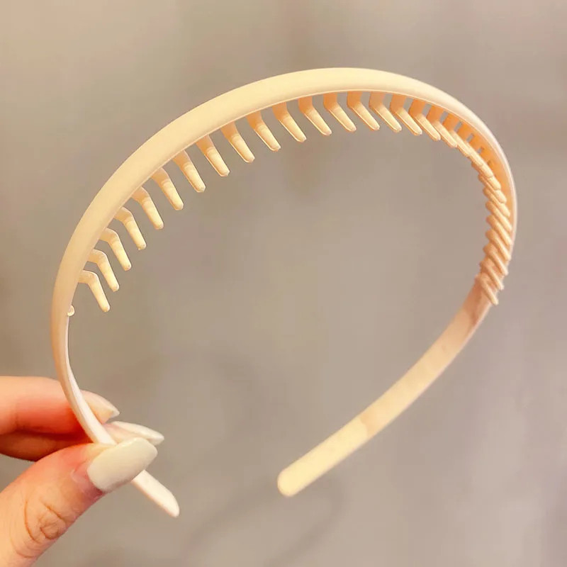 Women Simple Colorful Matte Toothed Hairbands Broken Hair Finishing Headband Out