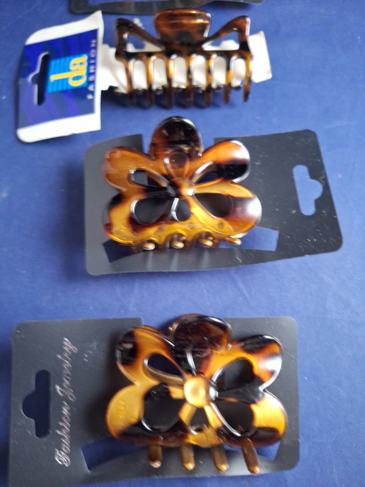 Vtg Y2K Faux Tortoise Shell Bow Flower Lot Of 4 Hair Claw Clips *17-H