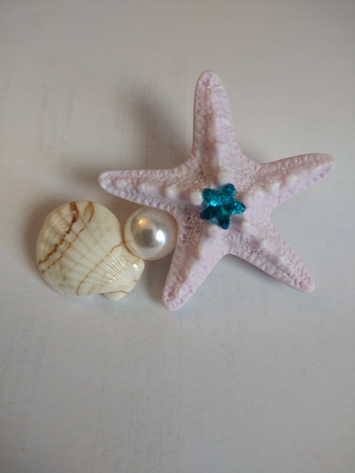 Starfish Hair Barrettes Pearl & Shell Resin Seashell Hair Clips Lavender 2 Pack