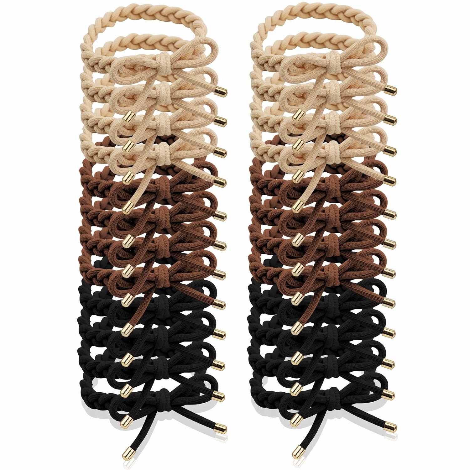 28 Pcs Braided Bow Hair Ties, No Damage Elastic Ponytail Holders 14 Colors