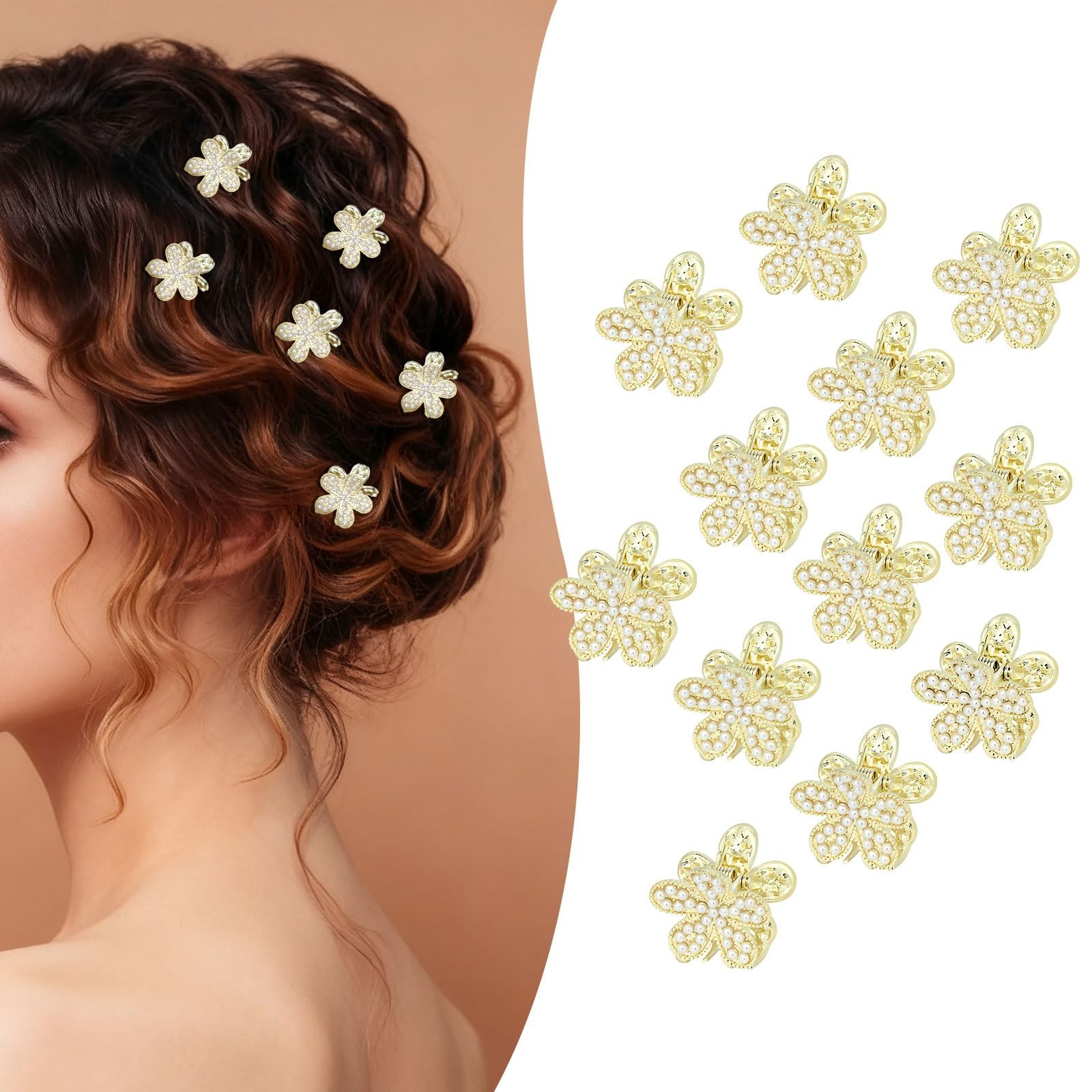 Esitrormi 12PCS Small Flower Claw Clips for 1 Count (Pack of 12), silver
