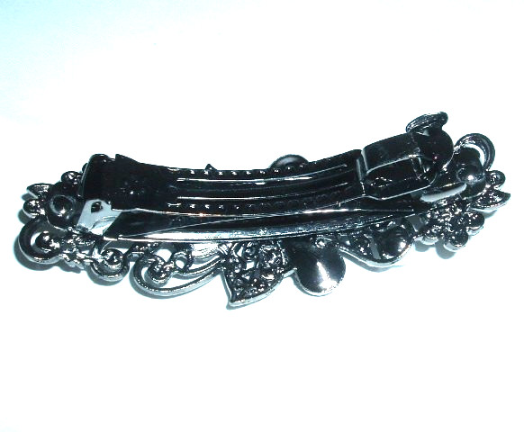 SMOKY CRYSTAL WHITE PEARL FLORAL HAIR BARRETTE NWT